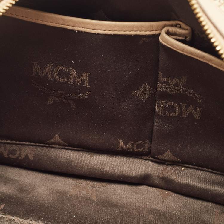 Pre Owned MCM Beige Visetos Coated Canvas Bowler Bag