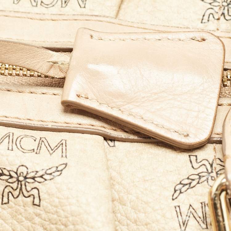 Pre Owned MCM Beige Visetos Coated Canvas Bowler Bag
