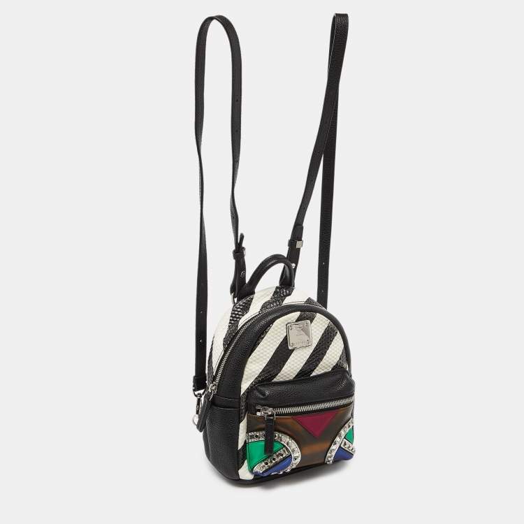 Pre Owned MCM Multicolor Leather and PVC Mini Roboter Backpack