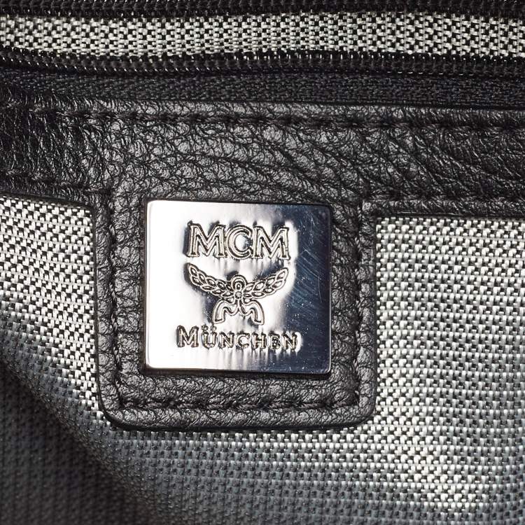 Pre Owned MCM White/Black Visetos Coated Canvas Studded Stark-Bebe Boo Backpack