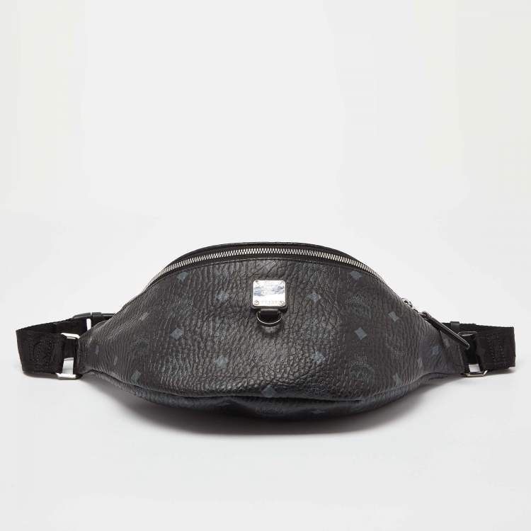 Pre Owned MCM Black Visetos Coated Canvas Fursten Belt Bag