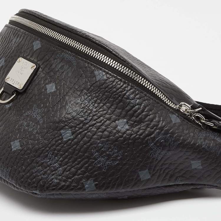 Pre Owned MCM Black Visetos Coated Canvas Fursten Belt Bag