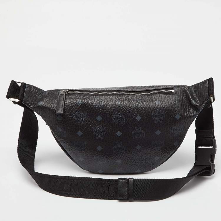 Pre Owned MCM Black Visetos Coated Canvas Fursten Belt Bag