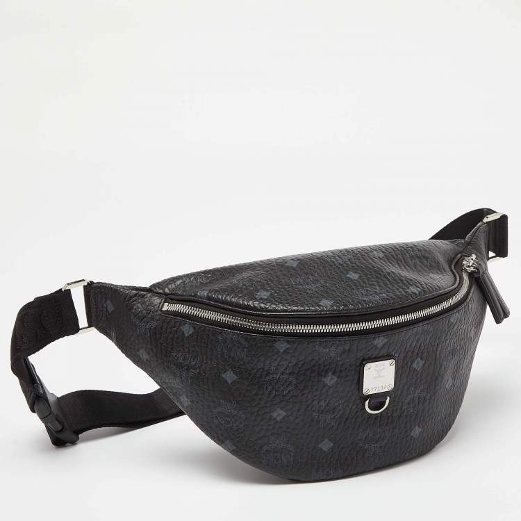 Pre Owned MCM Black Visetos Coated Canvas Fursten Belt Bag