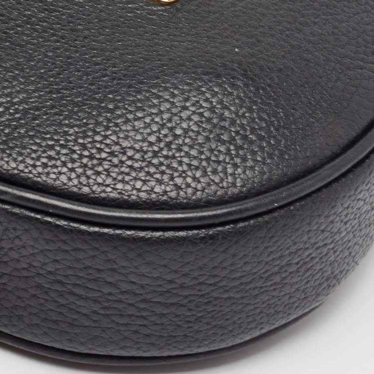 Pre Owned MCM Black Leather Round Crossbody Bag