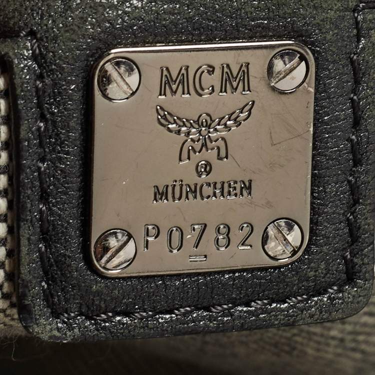 Pre Owned MCM Black Leather Logo Charm Shoulder Bag