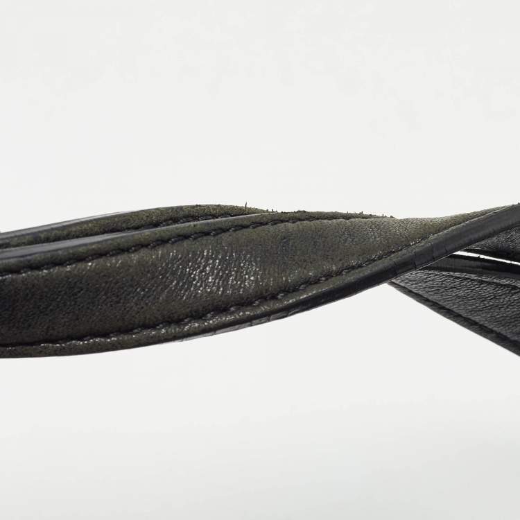 Pre Owned MCM Black Leather Logo Charm Shoulder Bag