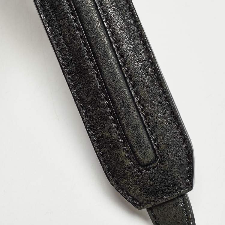 Pre Owned MCM Black Leather Logo Charm Shoulder Bag