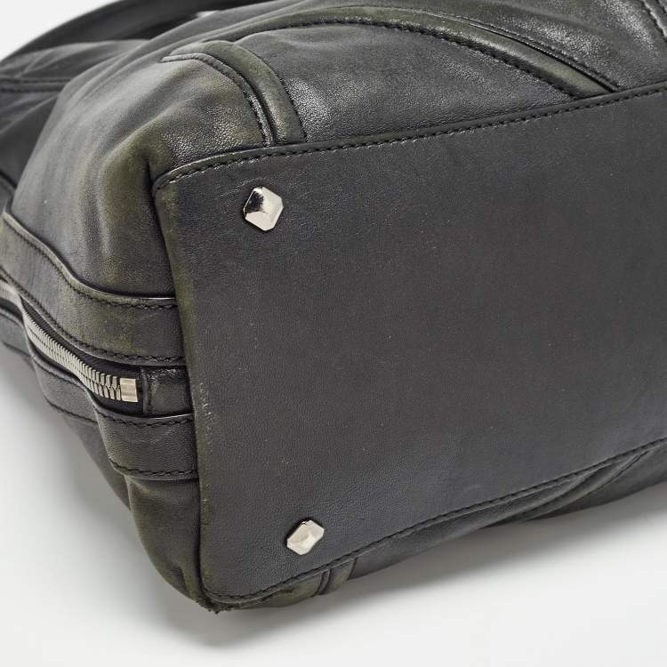 Pre Owned MCM Black Leather Logo Charm Shoulder Bag