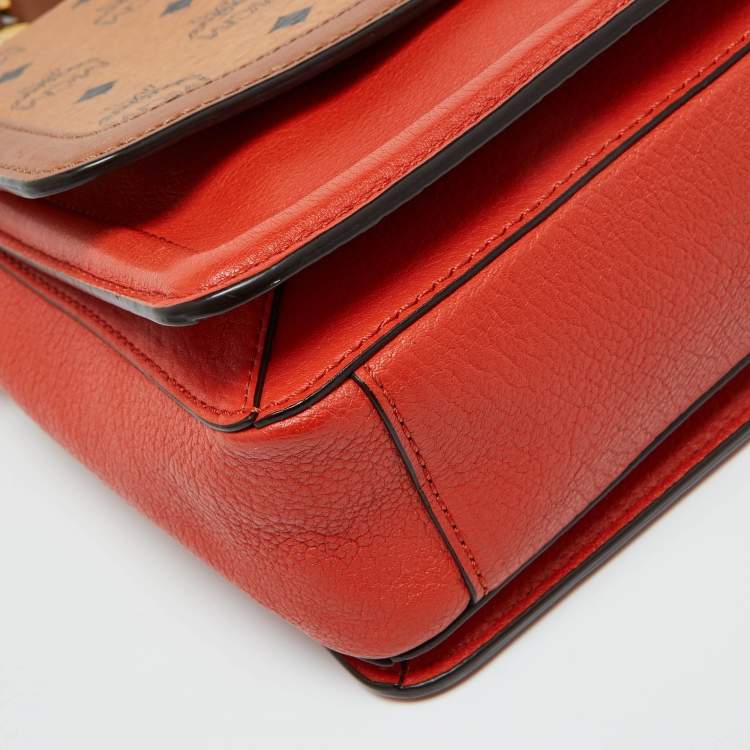 Pre Owned MCM Multicolor Coated Canvas,Calfhair and Leather Top Handle Bag