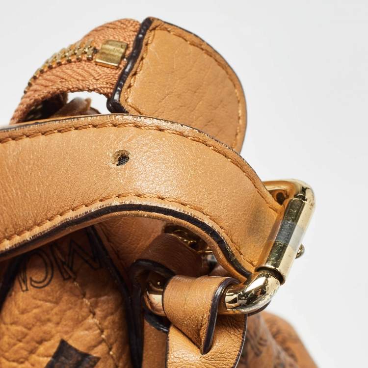 Pre Owned MCM Cognac Visetos Coated Canvas and Leather Large Hobo