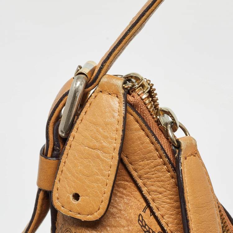 Pre Owned MCM Cognac Visetos Coated Canvas and Leather Large Hobo