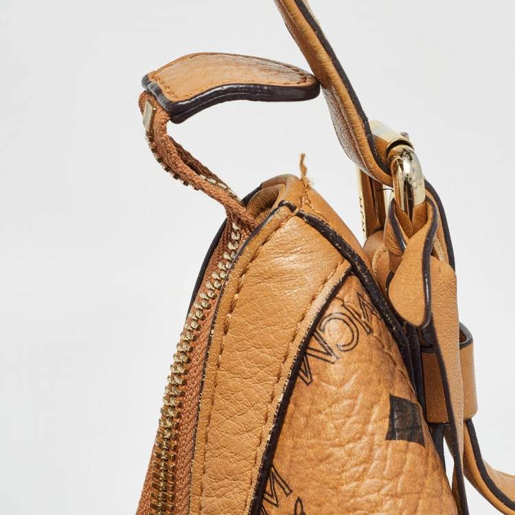 Pre Owned MCM Cognac Visetos Coated Canvas and Leather Large Hobo