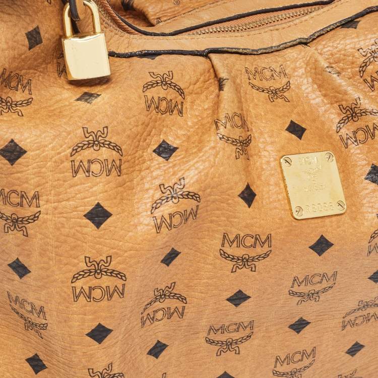 Pre Owned MCM Cognac Visetos Coated Canvas and Leather Large Hobo
