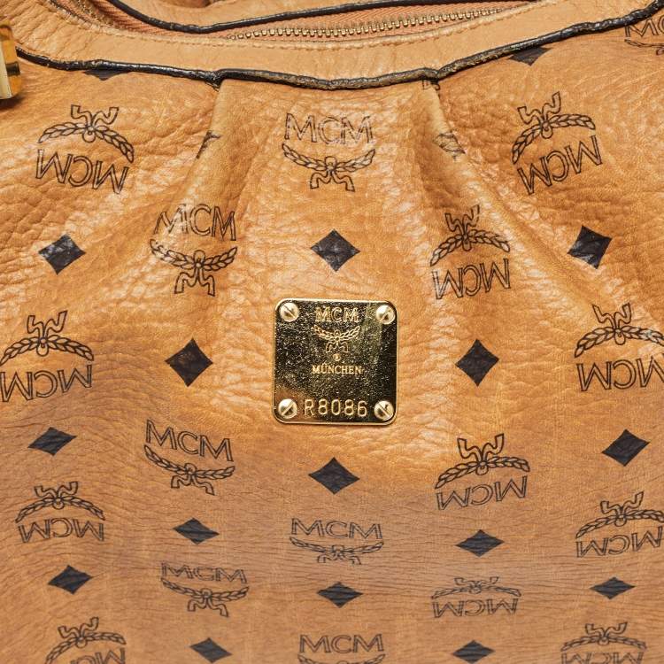 Pre Owned MCM Cognac Visetos Coated Canvas and Leather Large Hobo