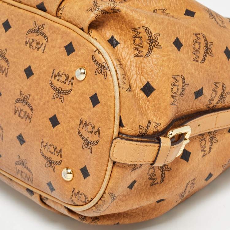 Pre Owned MCM Cognac Visetos Coated Canvas and Leather Large Hobo