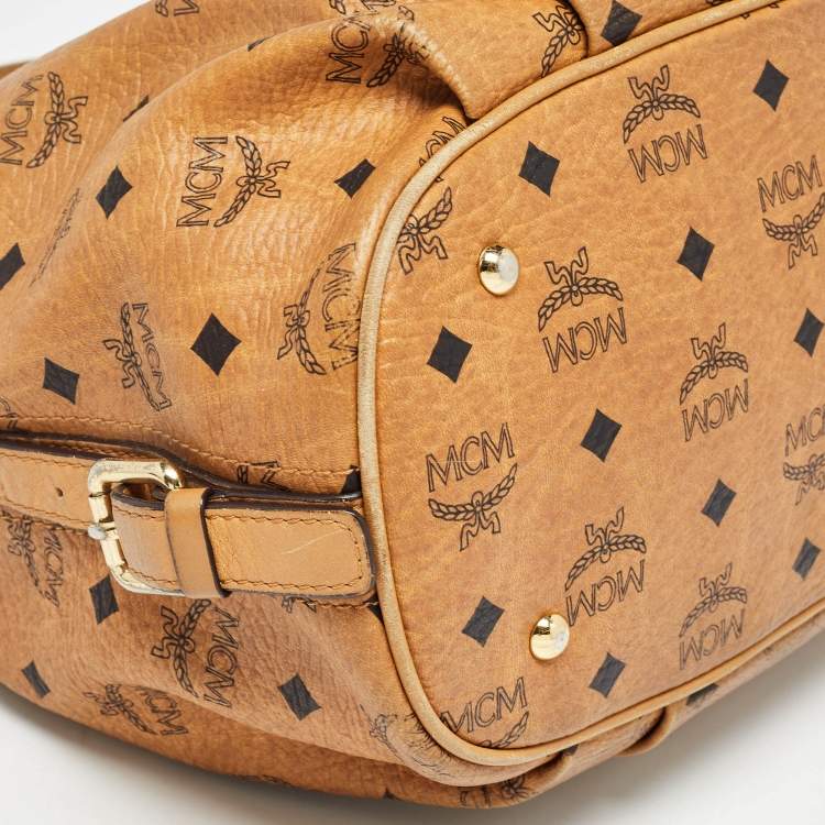 Pre Owned MCM Cognac Visetos Coated Canvas and Leather Large Hobo