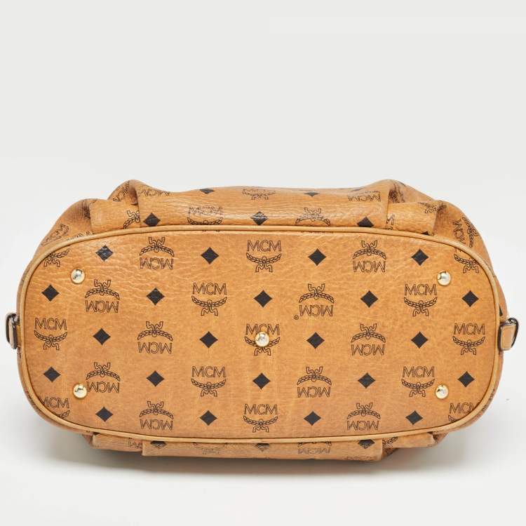Pre Owned MCM Cognac Visetos Coated Canvas and Leather Large Hobo