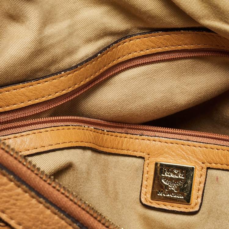 Pre Owned MCM Cognac Visetos Coated Canvas and Leather Large Hobo