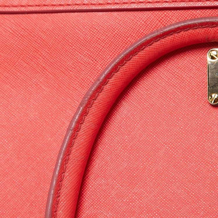 Pre Owned MCM Coral Orange Leather Large Nuovo Tote
