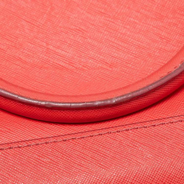 Pre Owned MCM Coral Orange Leather Large Nuovo Tote