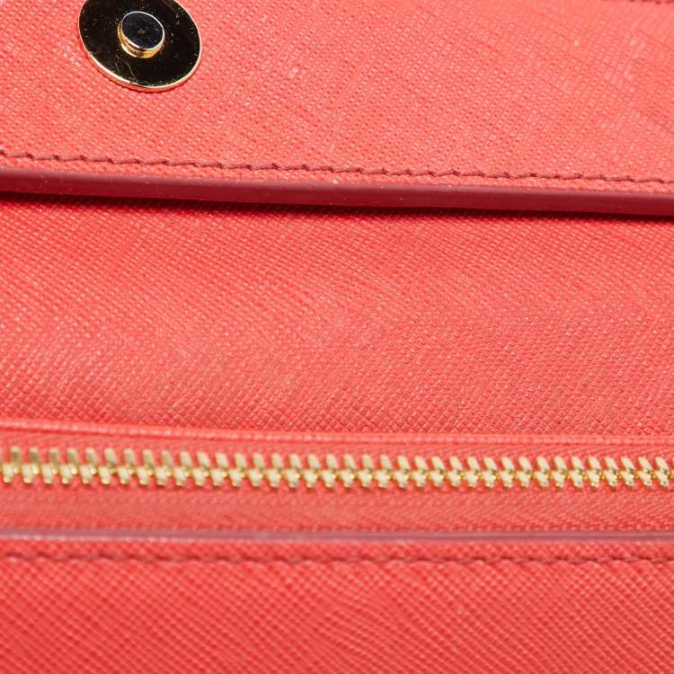 Pre Owned MCM Coral Orange Leather Large Nuovo Tote