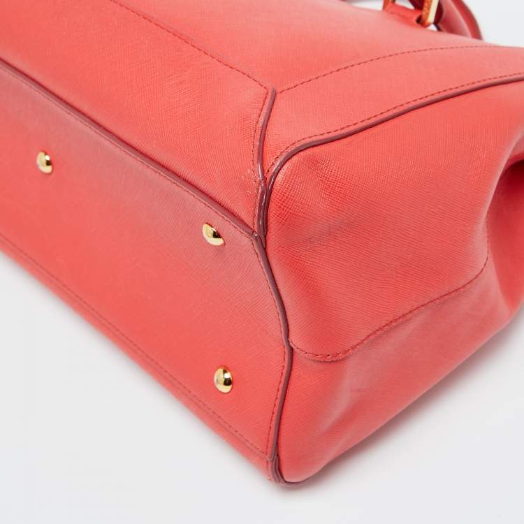 Pre Owned MCM Coral Orange Leather Large Nuovo Tote