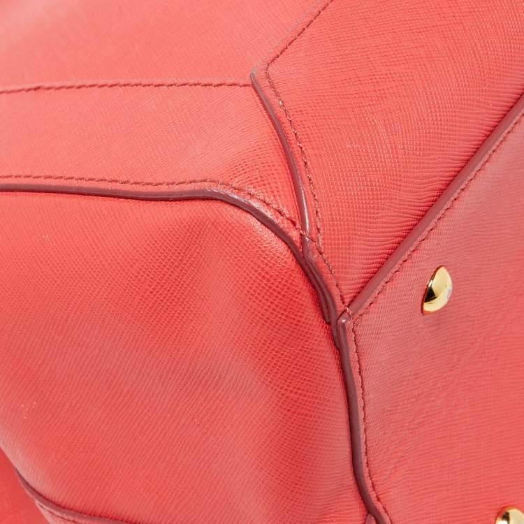 Pre Owned MCM Coral Orange Leather Large Nuovo Tote