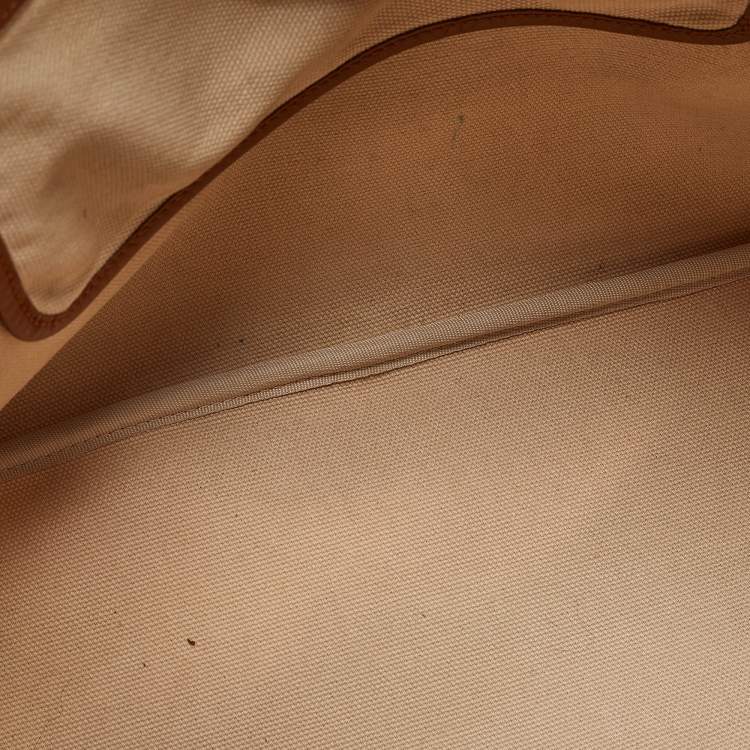 Pre Owned MCM Cognac Visetos Coated Canvas and Leather Striped Shopper Tote