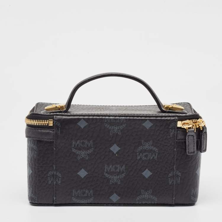 Pre Owned MCM Black Visetos Coated Canvas and Leather Rockstar Vanity Case Bag
