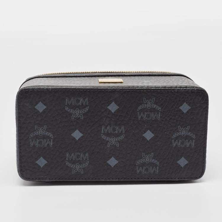 Pre Owned MCM Black Visetos Coated Canvas and Leather Rockstar Vanity Case Bag