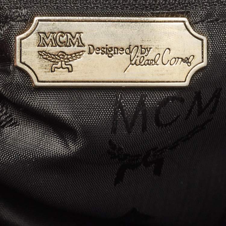 Pre Owned MCM Black Visetos Nylon and Leather Zip Shoulder Bag
