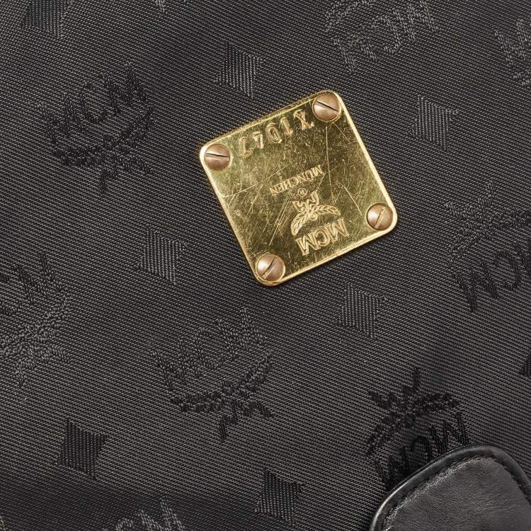 Pre Owned MCM Black Visetos Nylon and Leather Zip Shoulder Bag