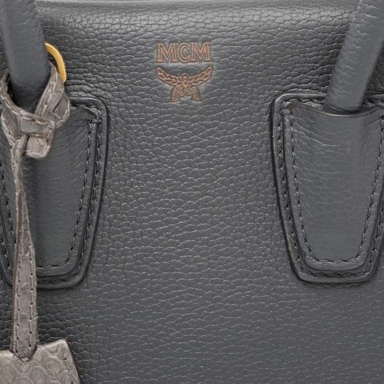 Pre Owned MCM Grey Leather Mini Milla Park Avenue Tote