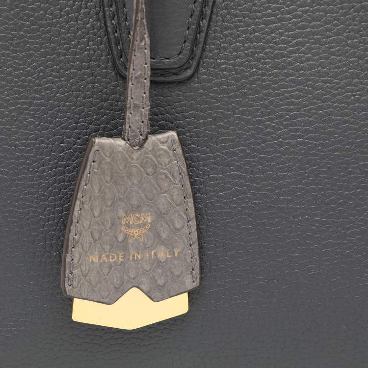 Pre Owned MCM Grey Leather Mini Milla Park Avenue Tote