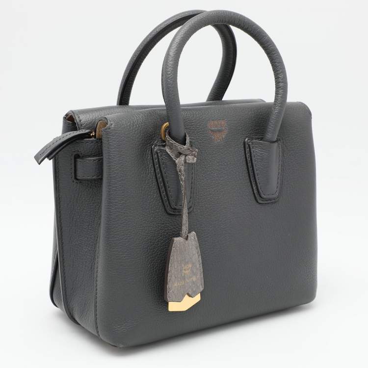 Pre Owned MCM Grey Leather Mini Milla Park Avenue Tote