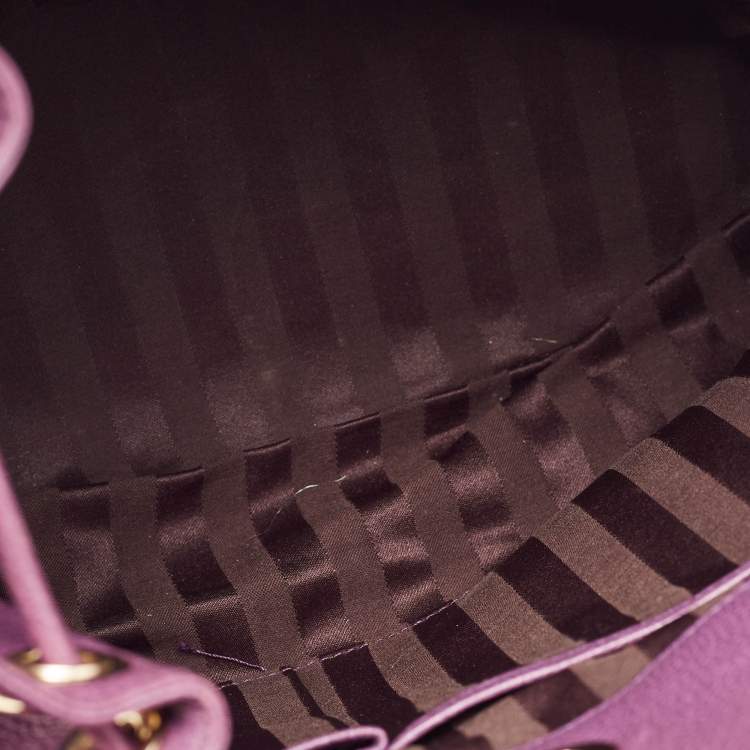 Pre Owned MCM Purple Leather Studded Drawstring Shoulder Bag