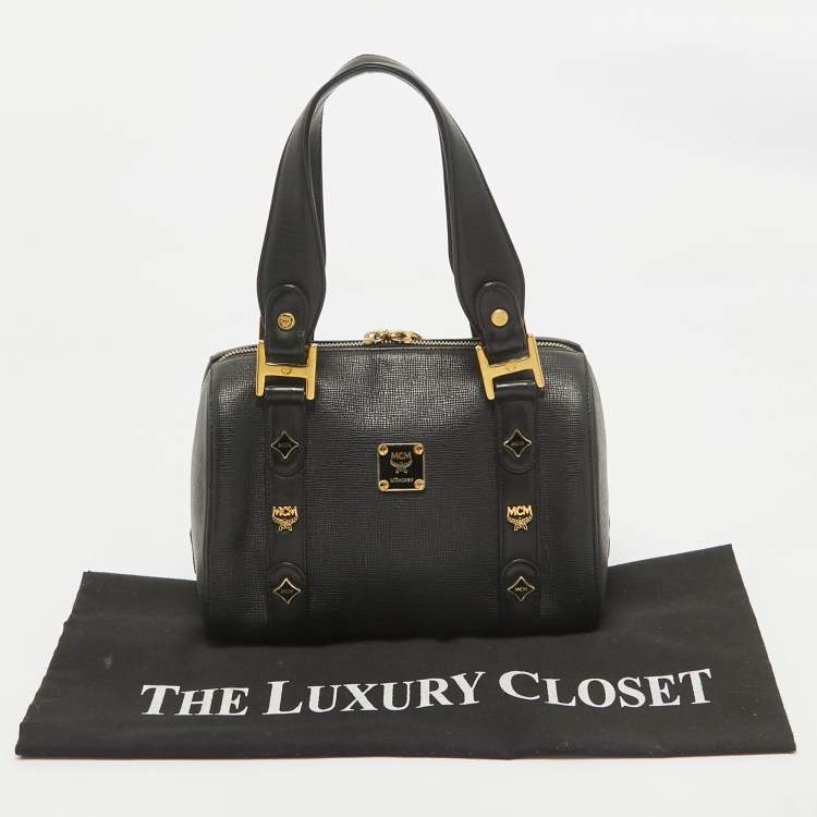 Pre Owned MCM Black Leather Mini Boston Bag