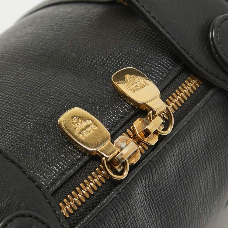 Pre Owned MCM Black Leather Mini Boston Bag