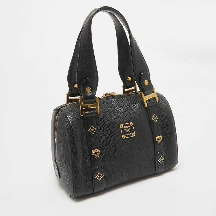 Pre Owned MCM Black Leather Mini Boston Bag