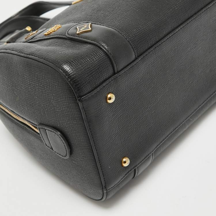 Pre Owned MCM Black Leather Mini Boston Bag