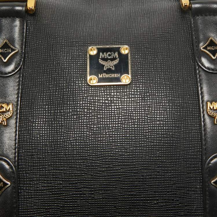 Pre Owned MCM Black Leather Mini Boston Bag