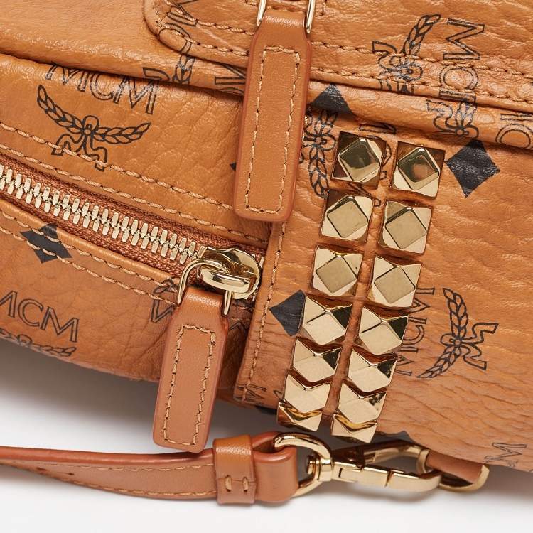 Pre Owned MCM Cognac Visetos Coated Canvas Mini Stark Bebe Boo Backpack