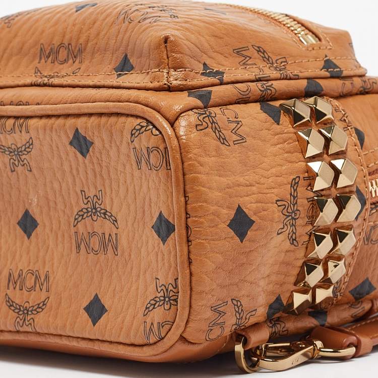 Pre Owned MCM Cognac Visetos Coated Canvas Mini Stark Bebe Boo Backpack