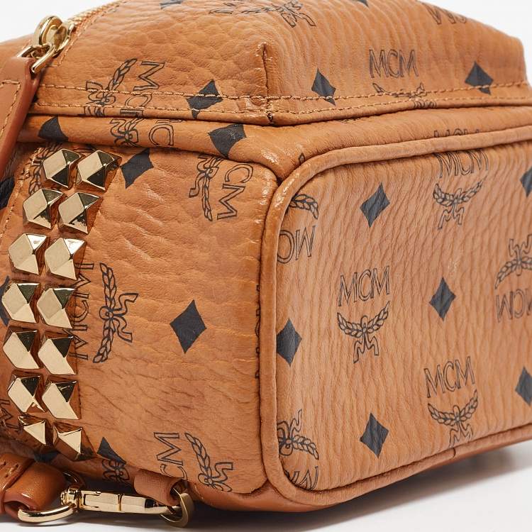 Pre Owned MCM Cognac Visetos Coated Canvas Mini Stark Bebe Boo Backpack
