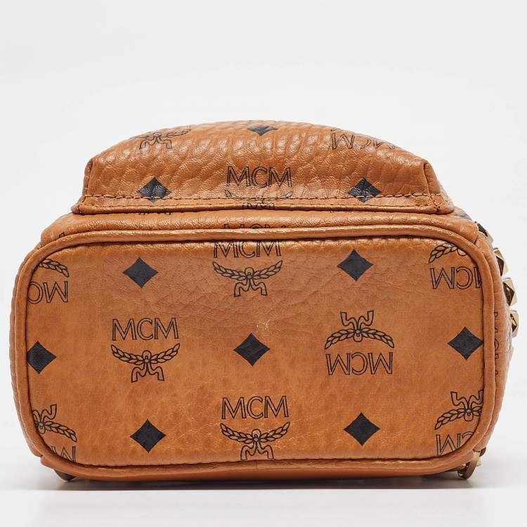 Pre Owned MCM Cognac Visetos Coated Canvas Mini Stark Bebe Boo Backpack
