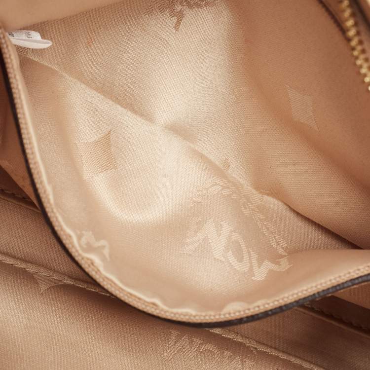 Pre Owned MCM Beige Visetos Leather Crossbody Bag
