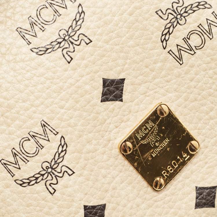 Pre Owned MCM Beige Visetos Leather Crossbody Bag
