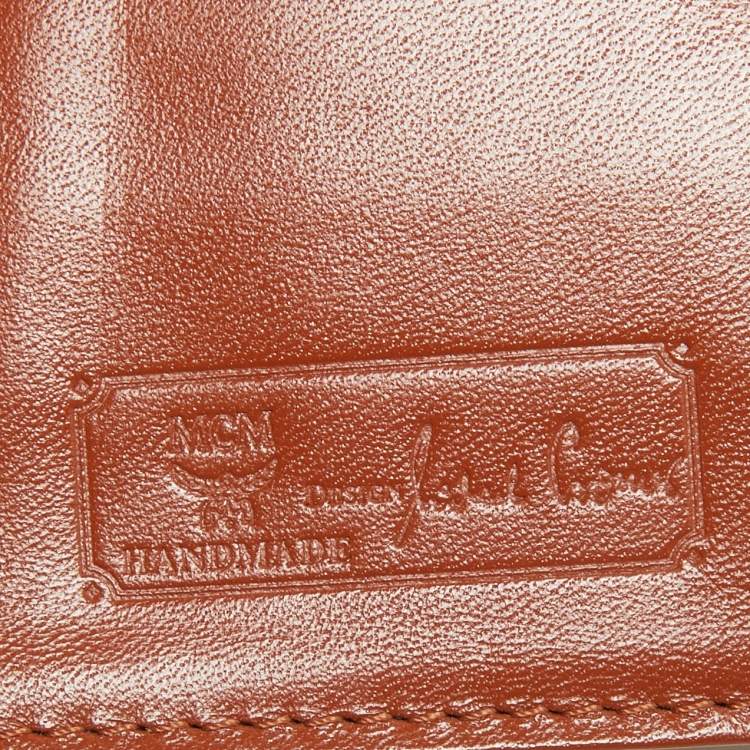 Pre Owned MCM Cognac Visetos Coated Canvas Kisslock Frame French Wallet