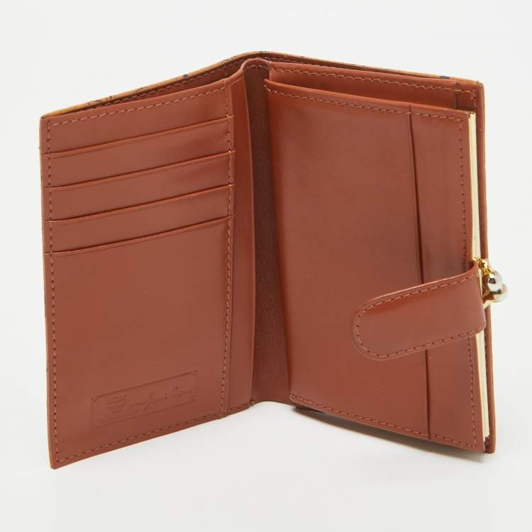 Pre Owned MCM Cognac Visetos Coated Canvas Kisslock Frame French Wallet